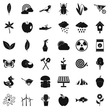 Yel değirmeni Icons set, basit tarzı