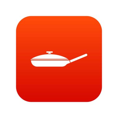 Siyah kızartma tavası simgesi dijital kırmızı