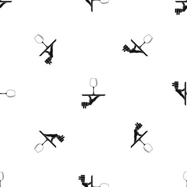 Garson el holding tepsi Şarap kadehi desen sorunsuz siyah