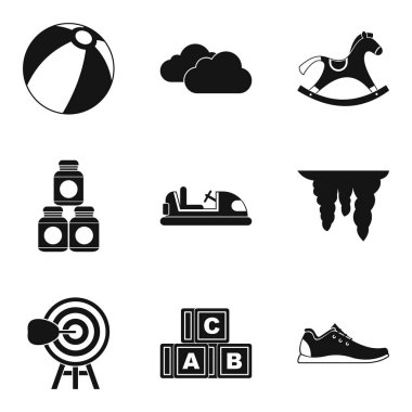 Oynak çocuk Icons set, basit tarzı