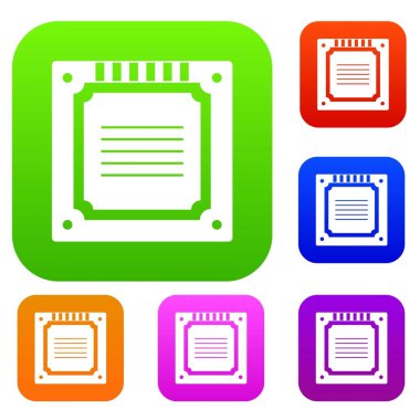 Modern çok çekirdekli Cpu renk koleksiyonu ayarla