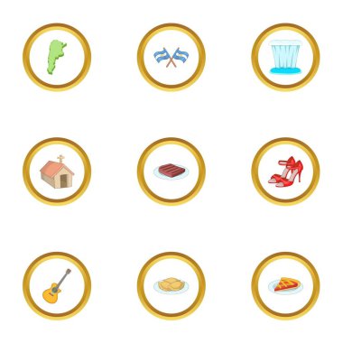 Arjantin Icons set, karikatür tarzı konumlar