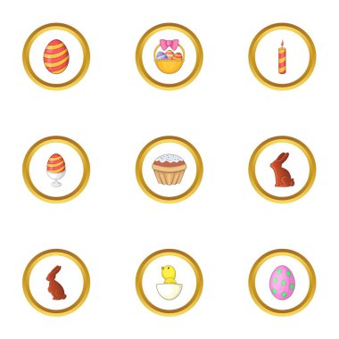 Paskalya zamanı simgeler ayarla, tarzı çizgi film