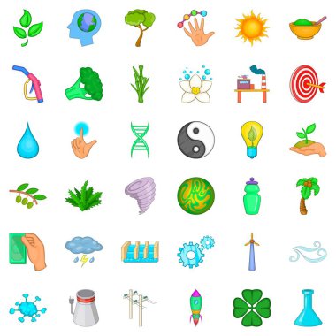 Enerji Icons set, karikatür tarzı