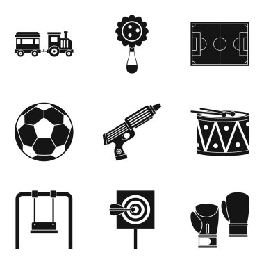 Çocuklar Icons set, basit tarzı için eğlence