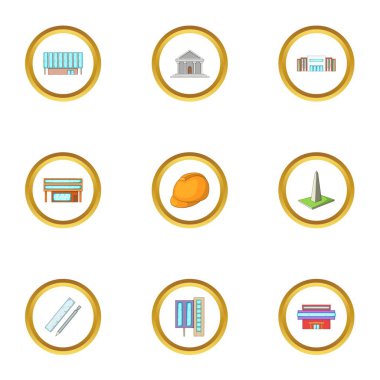 Mimari büro Icons set, karikatür tarzı