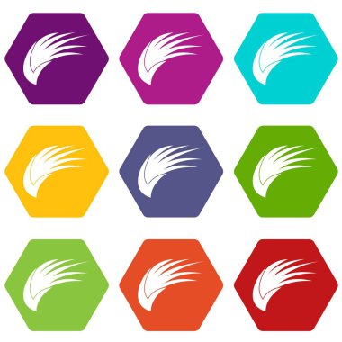 Renk altı yüzlü kanat Icon set