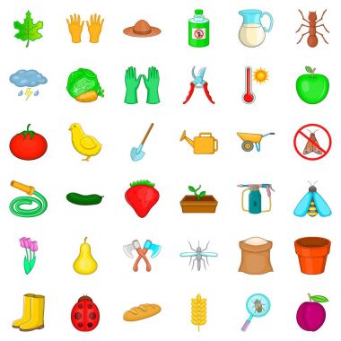 Çiçek pot Icons set, karikatür tarzı