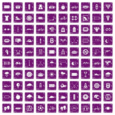 100 Bisiklete binme simgeler grunge mor ayarla