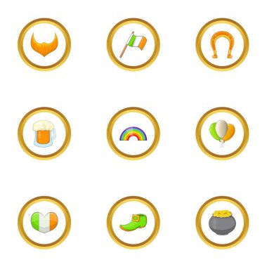 Aziz Patrick günü Icons set, karikatür tarzı