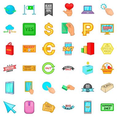 Dokunaklı ikonlar ayarla, tarzı çizgi film