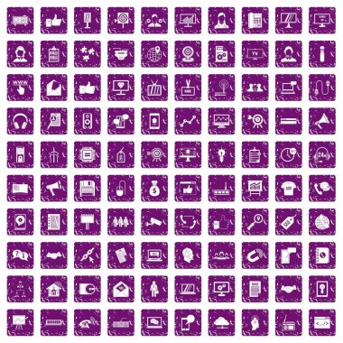 100 veri değişimi simgeler kümesi grunge mor