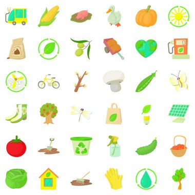 Market garden Icons set, karikatür tarzı