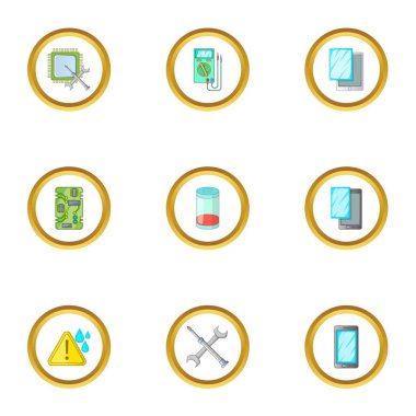 Telefon tanılama Icons set, karikatür tarzı