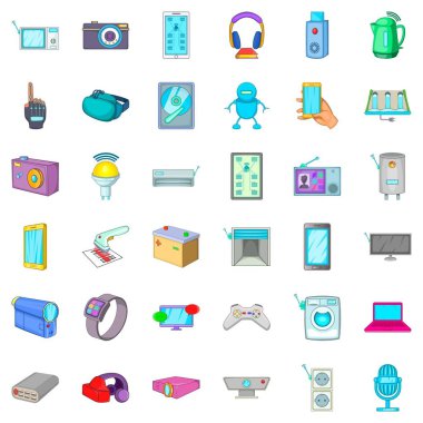 Mikrofon Icons set, karikatür tarzı