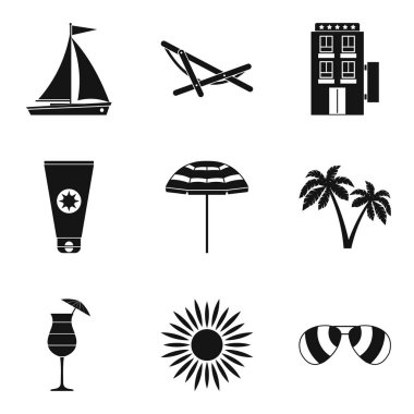 Chaise lounge Icons set, basit tarzı