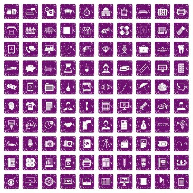 100 bölümü simgeler grunge mor ayarla