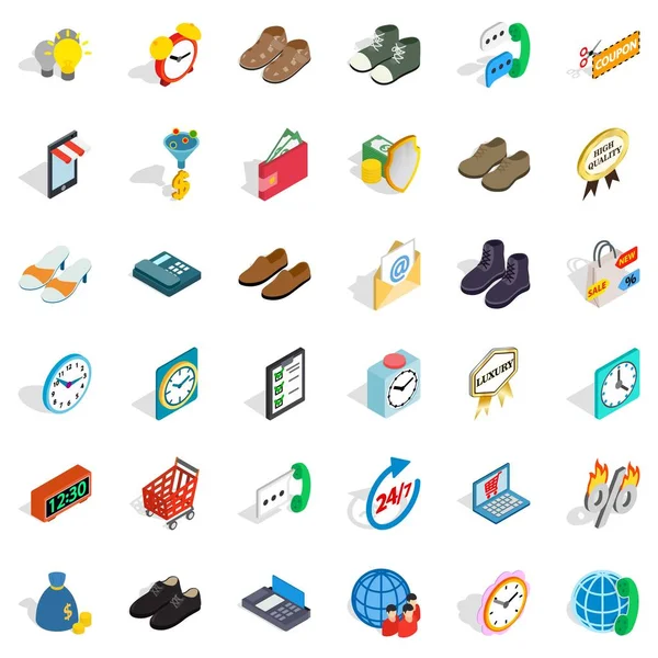 Online Ticaret Icons set, izometrik stili