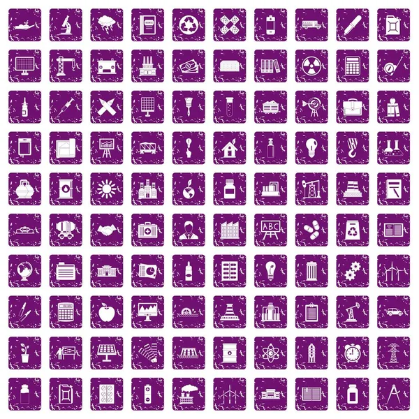 100 şirket simgeler grunge mor ayarla