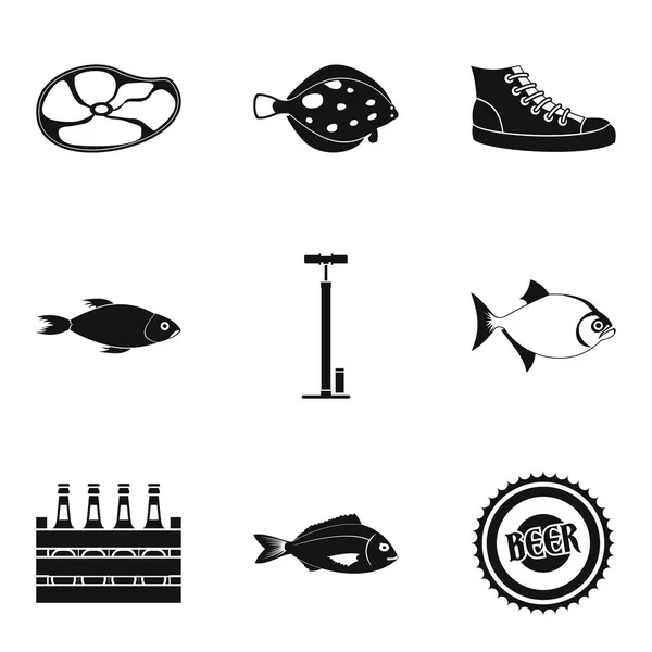 Conjunto de iconos de receta de pescado, estilo simple — Vector de stock