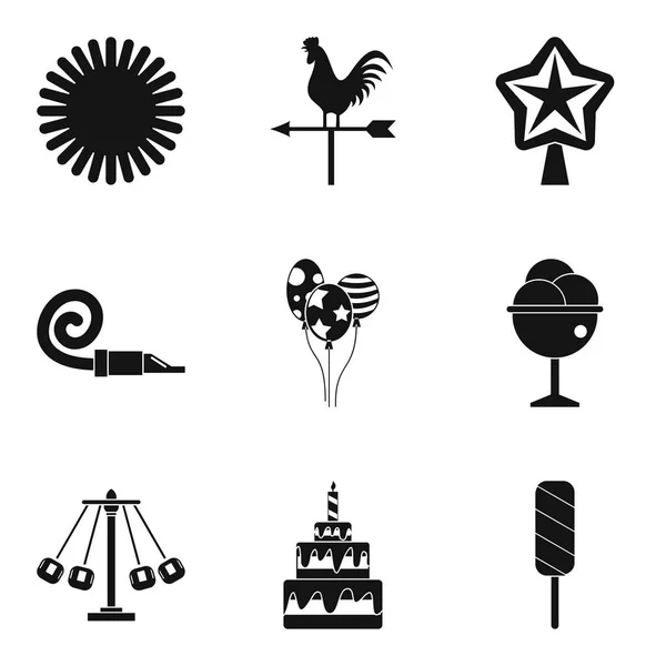 Felicitatie kind iconen set, eenvoudige stijl — Stockvector