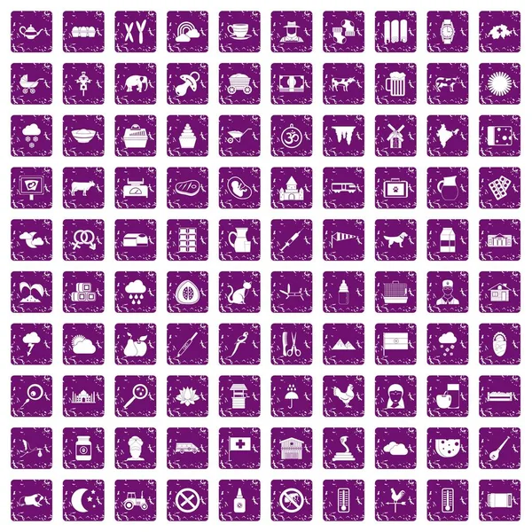 100 inek simgeler grunge mor ayarla