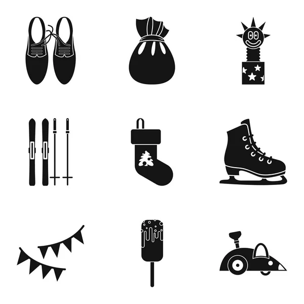 Conjunto de iconos de diversión de invierno, estilo simple — Vector de stock