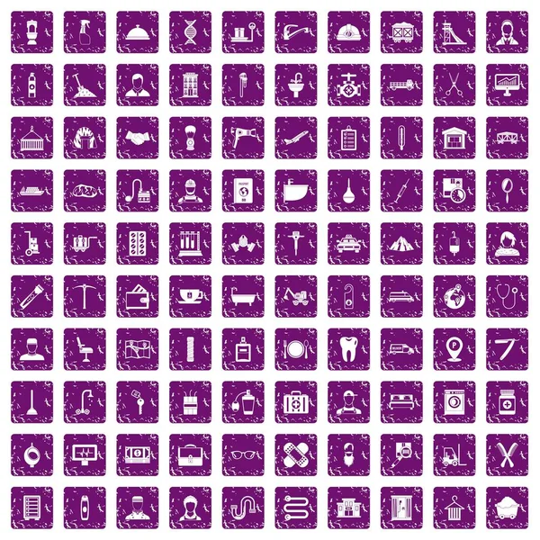 100 el sanatları simgeleri grunge mor ayarla