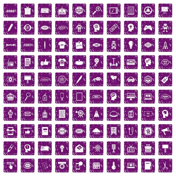 100 yaratıcı pazarlama simgeler grunge mor ayarla