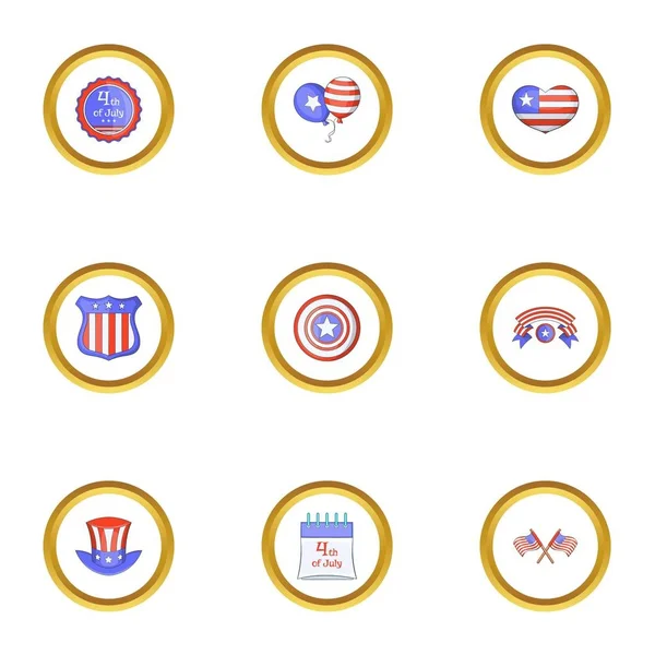 Amerikan Bağımsızlık günü simgeler ayarla, tarzı çizgi film