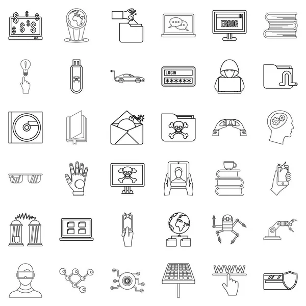 E-Öğrenim Icons set, anahat stili