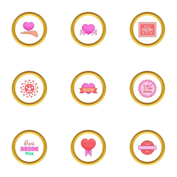 Mutlu anne gün Icons set, karikatür tarzı