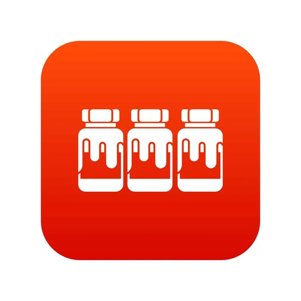 Három műanyag edényben gouache ikon digitális piros — Stock Vector