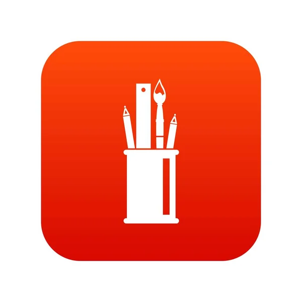 Papeterie en tasse icône numérique rouge — Image vectorielle