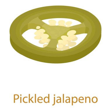 Turşusu jalapeno simgesi, izometrik 3d stili