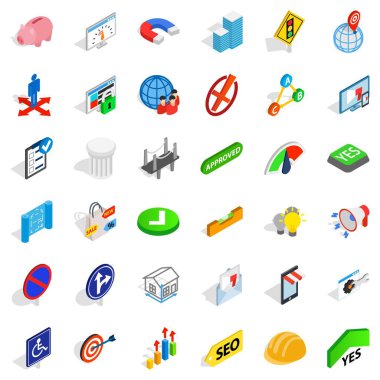 Karar Icons set, izometrik stili