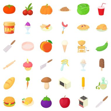 Mutfak Icons set, karikatür tarzı