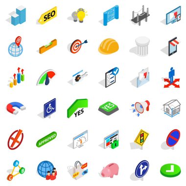 Çözüm Icons set, izometrik stili