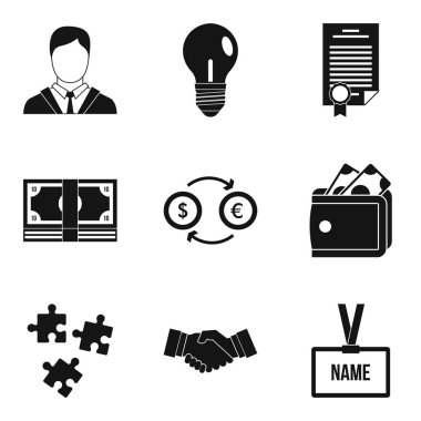 Çalışma Icons set, basit tarzı