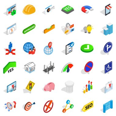 Icons set, izometrik stil gidermek