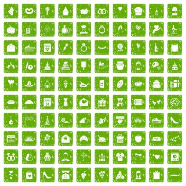 100 kek simgeler grunge yeşil ayarla