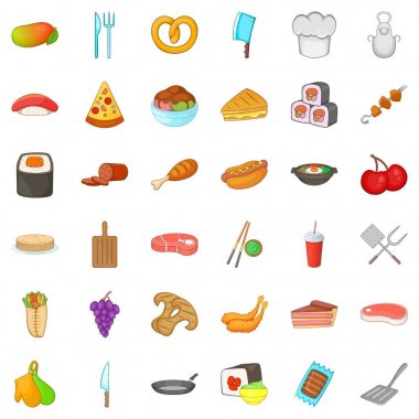Pişirme Icons set, karikatür tarzı