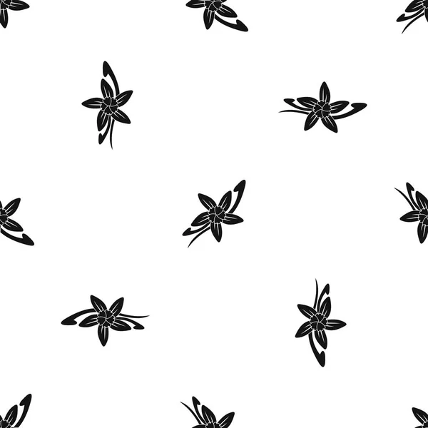 Vanilla sticks with a flower pattern seamless black — Stock Vector