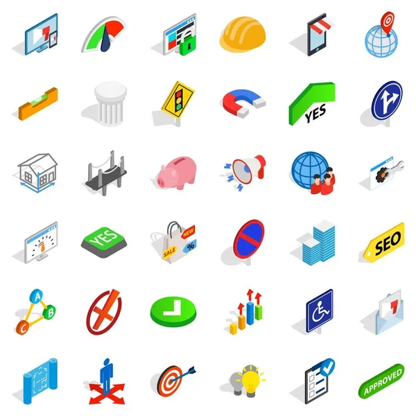 Çözünürlük Icons set, izometrik stili