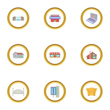 İş Icons set mühendislik, karikatür tarzı