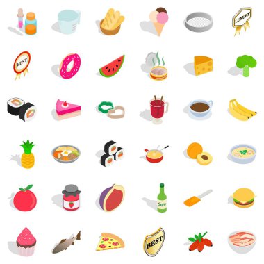 Gıda Icons set, izometrik stili