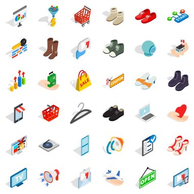 Yaratıcı pazarlama Icons set, izometrik stili