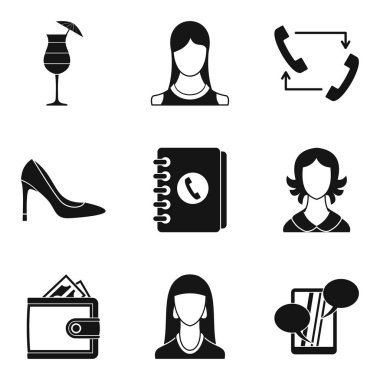 Sekreter Icons set, basit tarzı