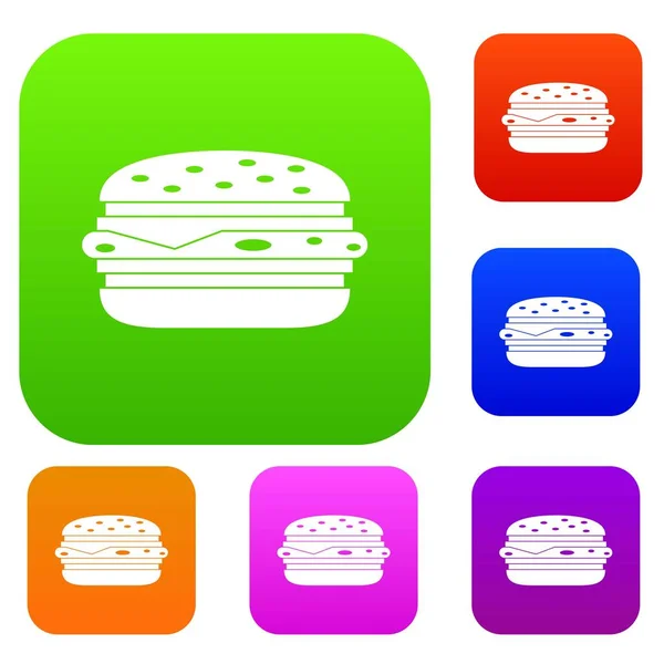Burger Set Farbkollektion — Stockvektor