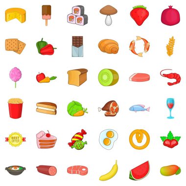 Kızarmış yumurta Icons set, karikatür tarzı